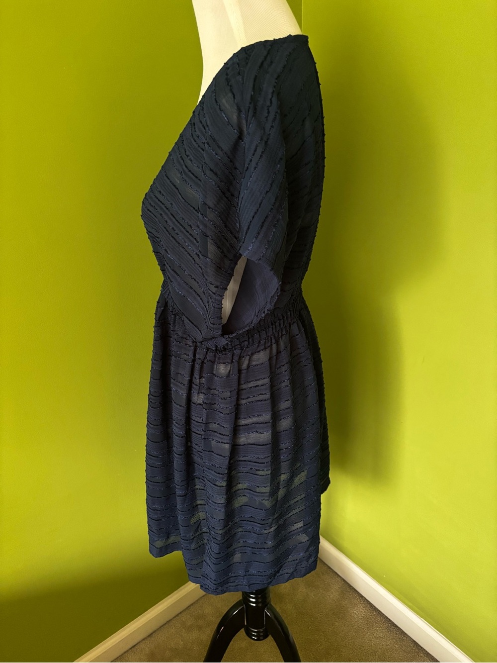Cupshe Navy Blue Sheer Stripe Swim Cover-Up Tunic - Picture 2 of 5